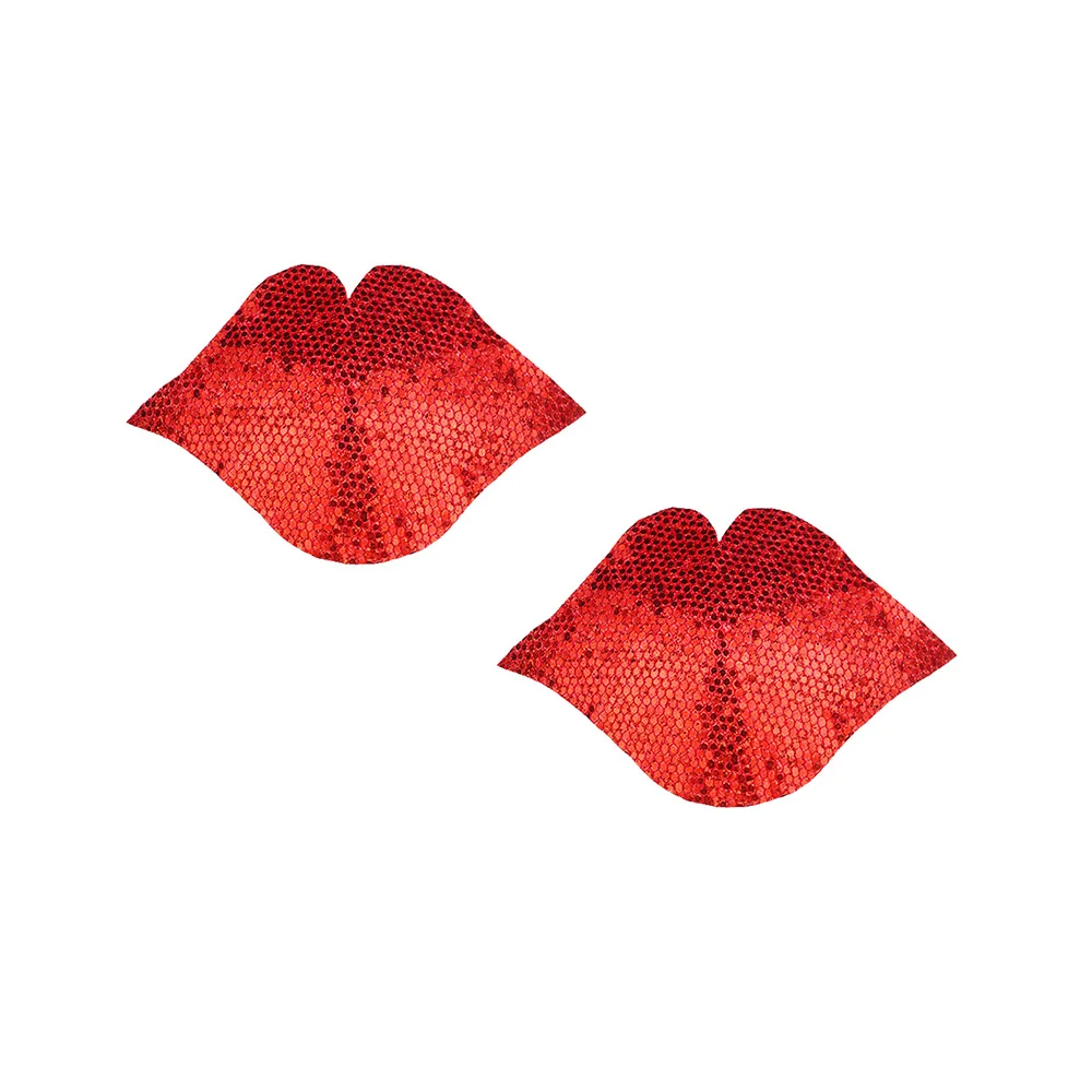 

Fashion 1 Pair Sexy Red Lips Nipple Covers Self-Adhesive Breast Stickers Nipple Pasties Wholesale Chest Stickers For Party Club