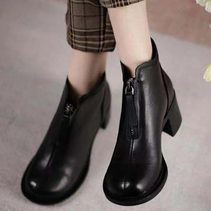 

Chunky Chelsea High Boots 2022 New Winter High Heels Shoes Ankle Goth Fashion Snow Boots Luxury Brand Pu Leather Zipper Pumps