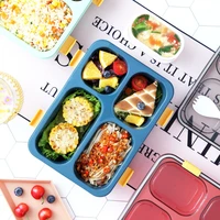 plastic compartmentalized bento box portable microwave three or four cellulars sealed container for students to bring meals