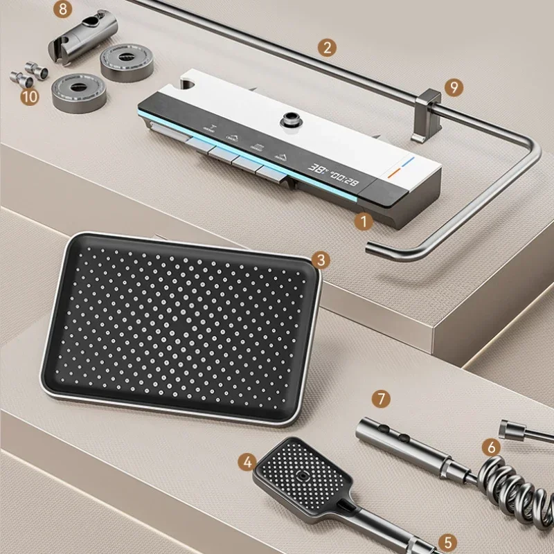 Интеллектуальный цифровой дисплей роскошный душевой набор настенный клавиш для