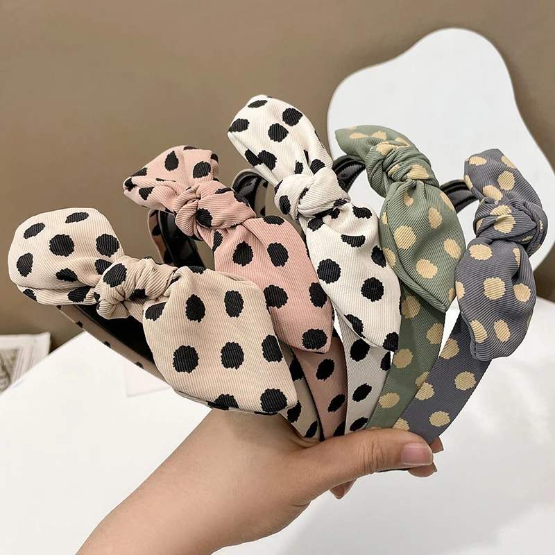 

New Children Cute Polka Dot Knotted Bow Hairbands Girls Lovely Toothed Hair Hoop Headbands Kids Headwears Hair Accessories