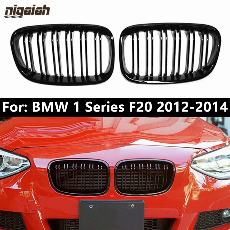 

2pcs Car Front Hood Racing Grill For BMW 1 Series F20 2012 2013 2014 Car Styling Kidney Bumper Grille Glossy Black & M Color