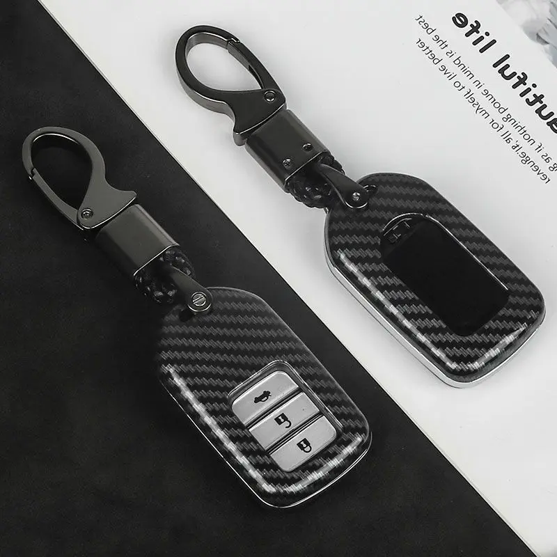 

Carbon Fiber Car Key Case Shell Buckle For Honda Accord Civic CR-V XR-V MK10 Spirior Pilot Fit City Freed Jade Accessories