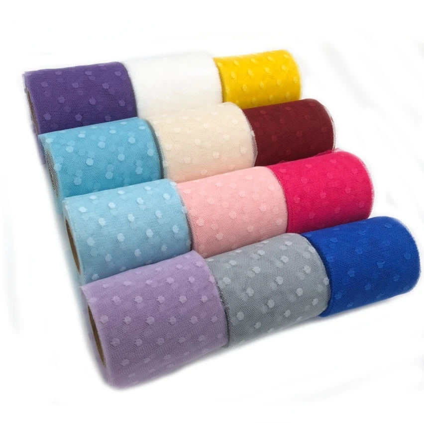 

3" 7.5cm Dot Tulle Roll Organza Tutu Fabric Baby Shower Party Supplies DIY Hair Bows Handmade Materials
