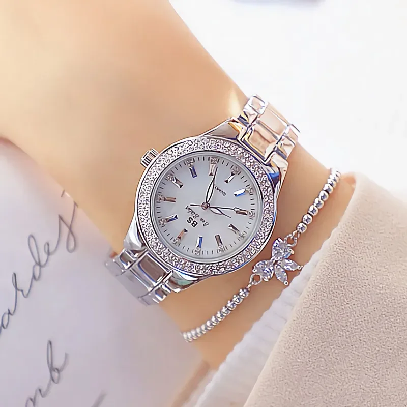 Ladies Wrist Watches Dress Gold Watch Women Crystal Diamond Watches Stainless Steel Silver Clock Women Montre Femme 2022