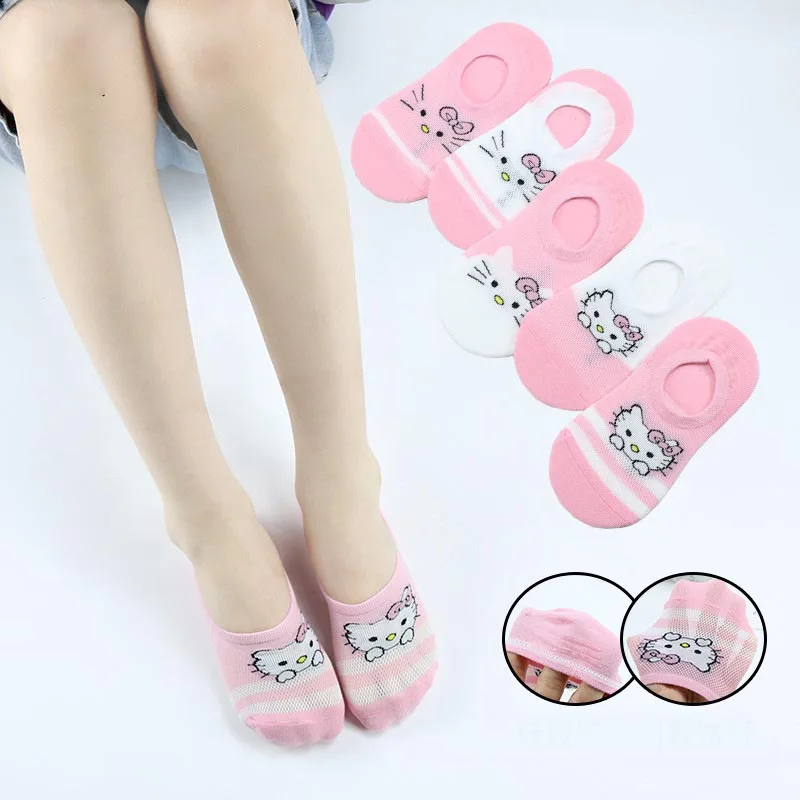

5 шт., детские носки Hellokittys, из сетчатой ткани