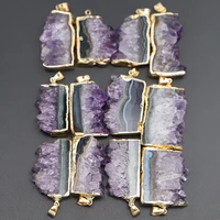 selling natural stone uruguay amethyst phnom penh irregular pendants energy healing gemstone necklace chakra halo jewelry 6pcs