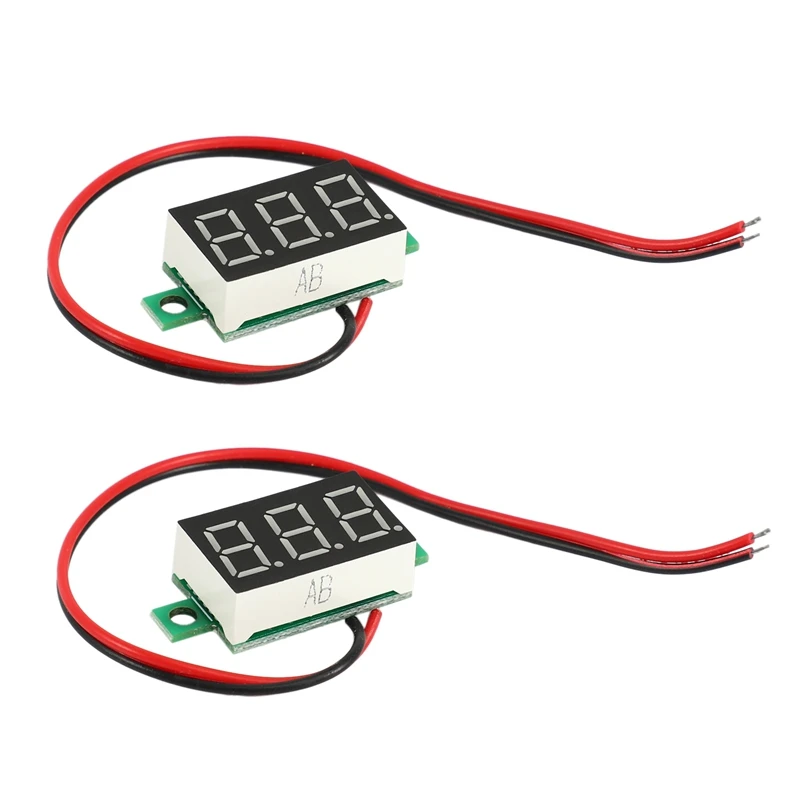 

2pcs 0.36Inch Digital DC 3-30V Car Voltmeter Gauge Voltage Volt LED Panel Meter 2 Wire Color:Blue Light