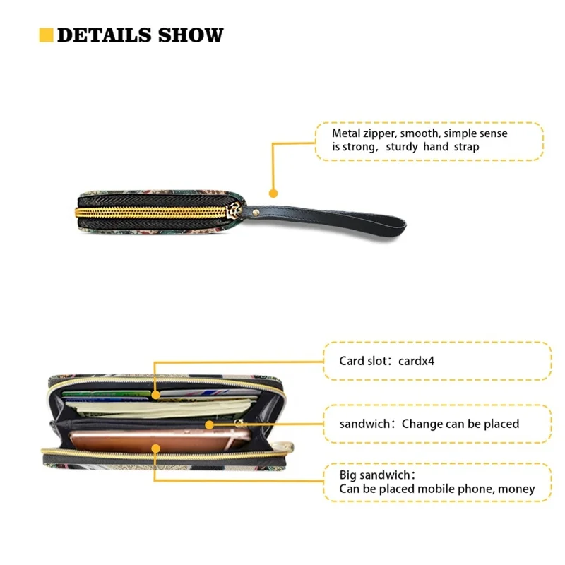 Belidome Mandala Cow Wristlet Wallet for Womens Leather RFID Blocking Zip Around Card Holder Organizer Travel Clutch Bags