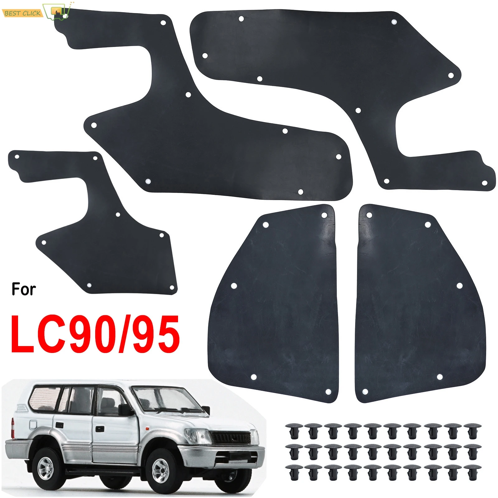 

5 шт. для Toyota Land Cruiser Prado Colorado J90 J95 1996-2002, резиновые брызговики, внутренний вкладыш крыла, фартук, уплотнители, защита и зажимы