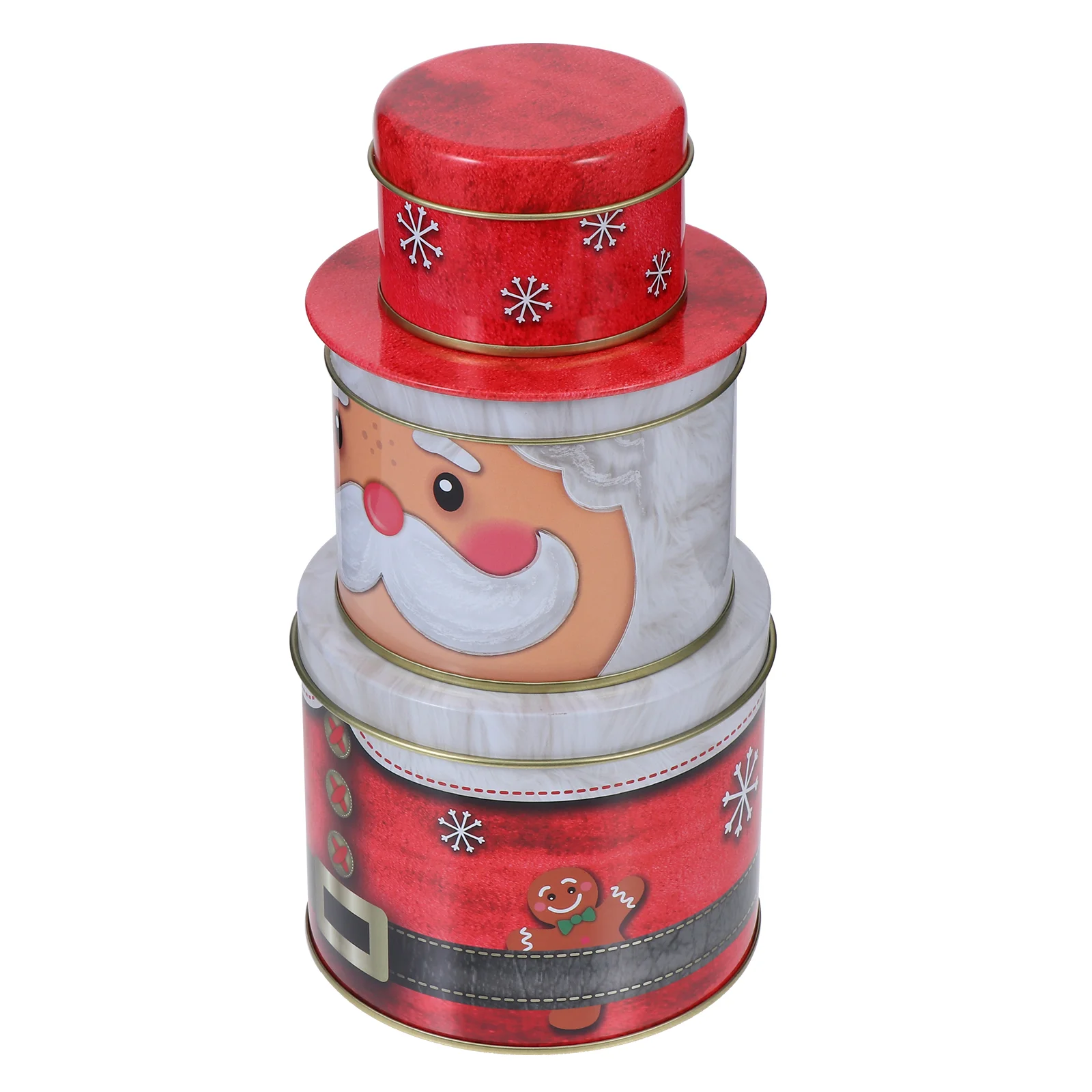 

Christmas Tin Gift Box Metal Cookie Box Candy Storage Containers Three- layer Tinplate Gift Boxes with Lids for Xmas Jar