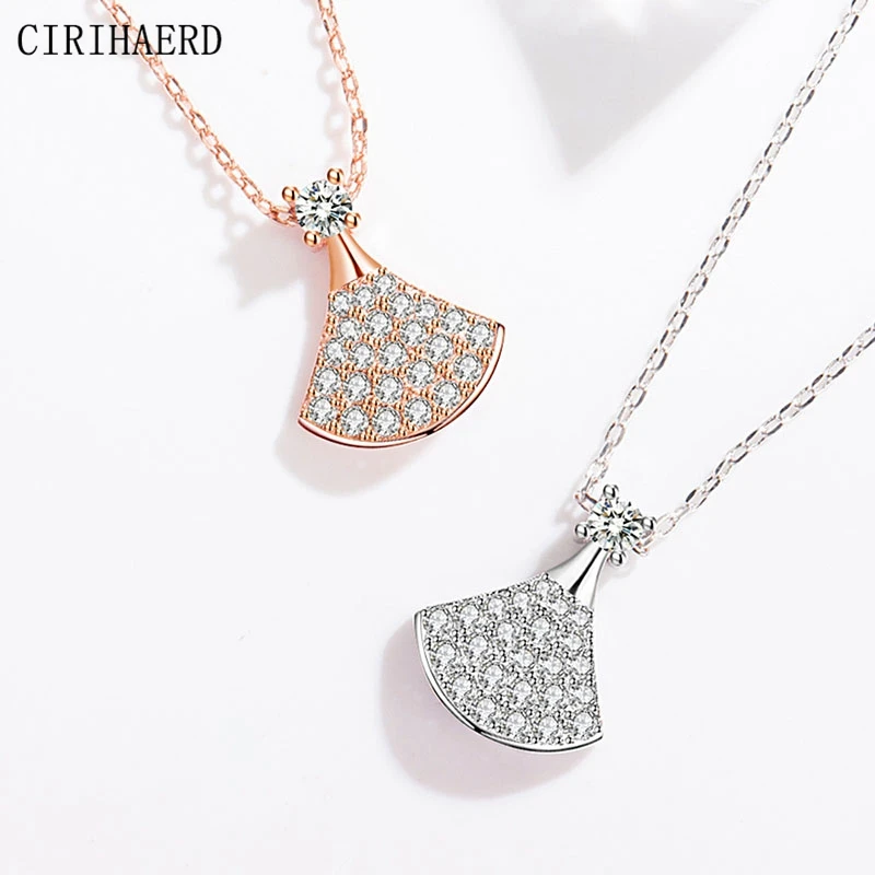 

4 Type Fashion Necklaces For Women Luxury Quality Jewelry Statement Crystal Zircon Small Skirt Pendant Clavicle Necklace Gift