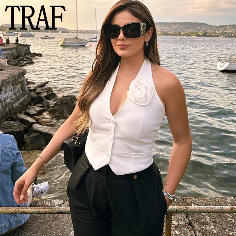 

Женский жилет без рукавов, с открытой спиной