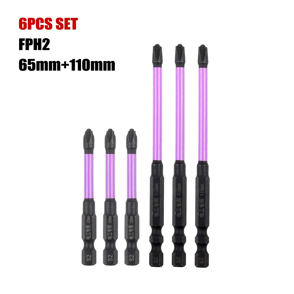 

1set Slotted Cross Screwdriver Bit FPH1/FPH2/FPH3 Alloy Steel For Electrician Magnetic Special Slotted Cross Screwdriver Bit