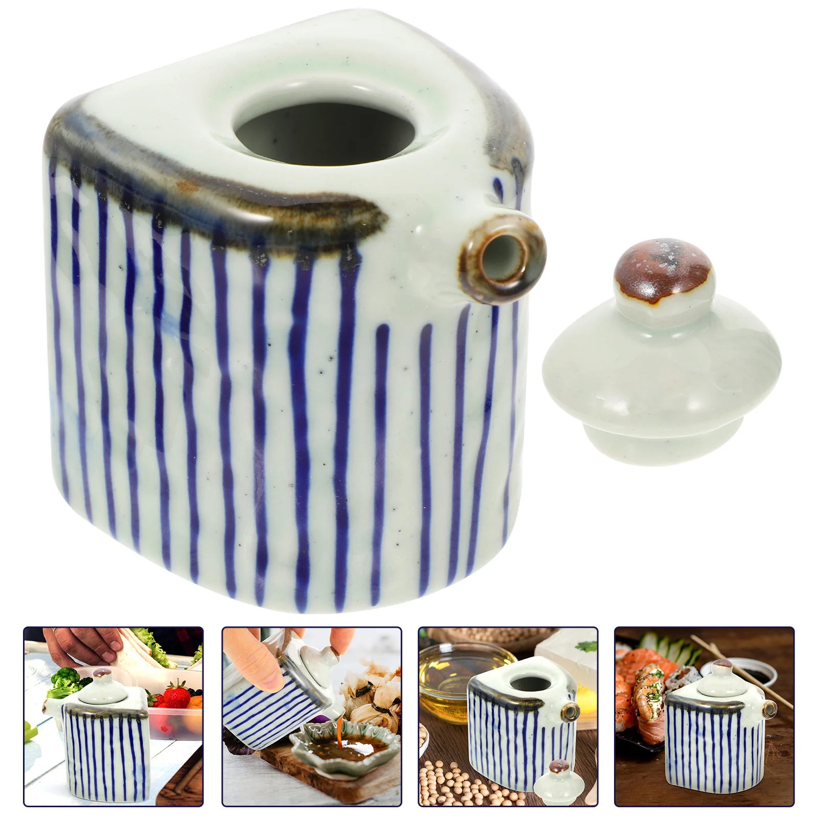 

Dispenser Bottle Oil Sauce Ceramic Vinegar Soy Condiment Japanese Olive Pot Seasoning Jar Shoyu Container Cruet Kitchen Bottles