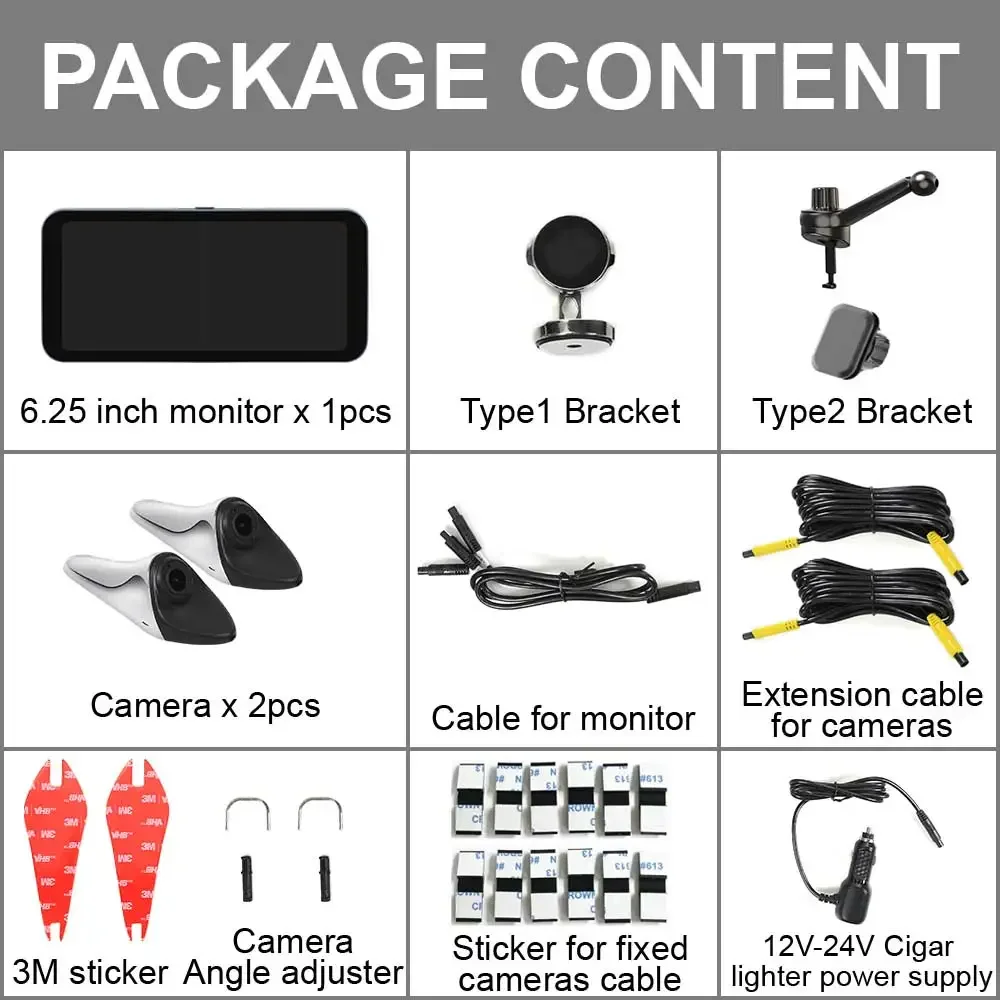TEENRAM с цифровой камерой бокового вида AHD 1080P, система сигнализации для слепых зон, новый 6,25-дюймовый автомобильный сенсорный дисплей с разделенным экраном