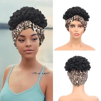 short kinky curly nu locs headband wigs for black women afro curls wigs with scarf natural cosplay wig synthetic false hair