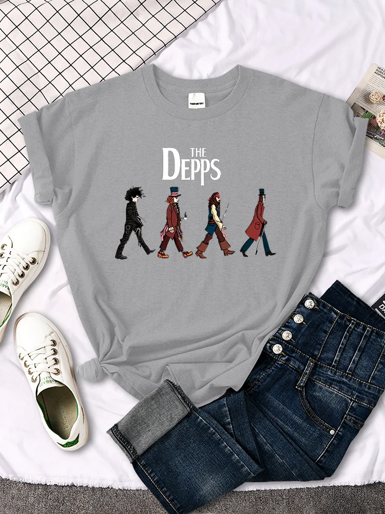

Tee Shirts Women's Edward Scissorhands Magician Pirate Gentleman Printing Tshirt Female Oversize O-neck Tops Skin-friendly Tees