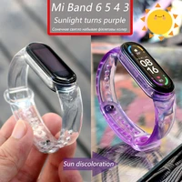 discoloration wristband for xiaomi mi band 7 strap miband4 miband6 transparent bracelet correa for xiaomi mi band 6 5 4 3 strap