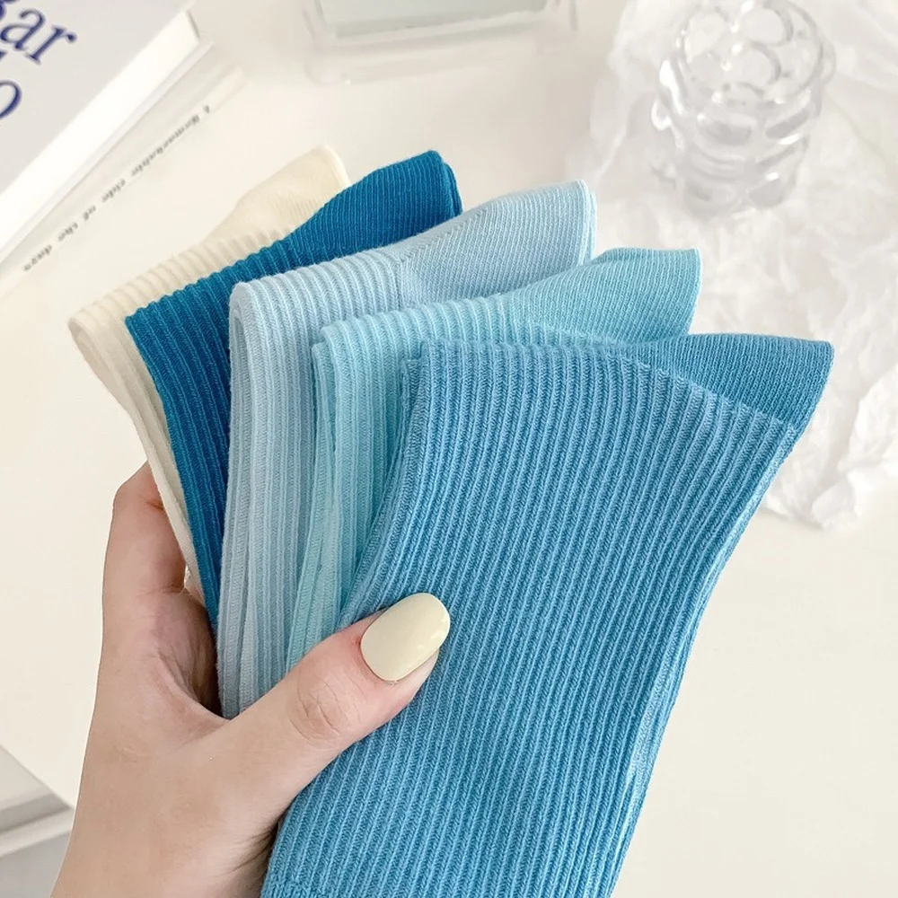 6 Pairs Autumn New Fashion Cute Cartoon Women Socks College Wind Black White Blue Casual Cotton Socks Pile Socks