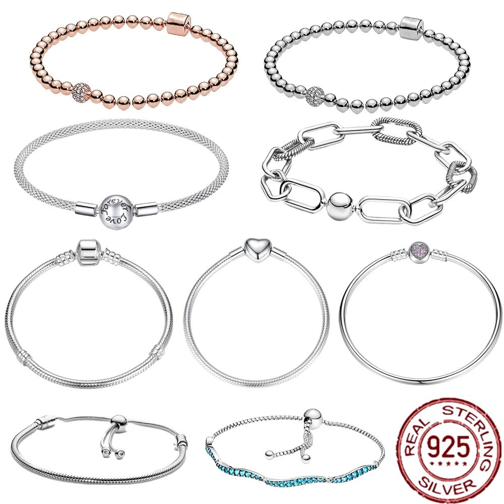 

925 sterling silver snake chain bracelet for women original charm accessory fine jewelry 925 clasp gift