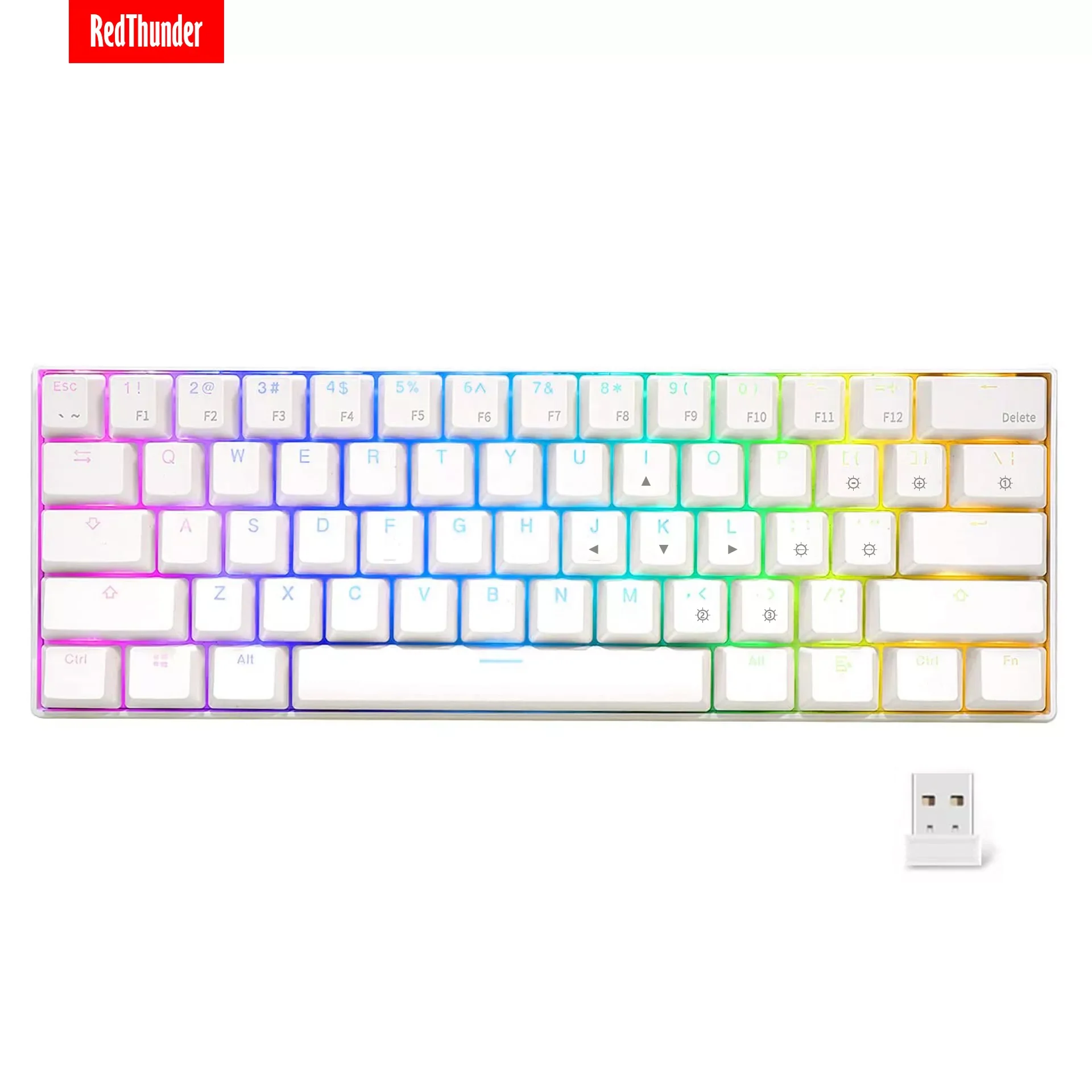 

RedThunder Rechargeable Wireless 60% Mechanical Keyboard, True RGB Backlit, 61 Keys Compact Layout Keyboard for Laptop PC Mac