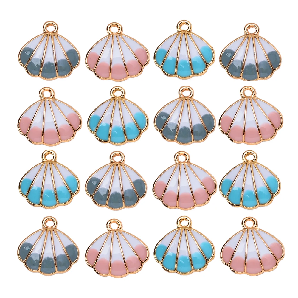 

Enamel Craft Alloy 18*17Mm Jewelry Accessories Shell Pattern Mixed Color Pendant Handmade Diy Making Necklace Earring Pendant