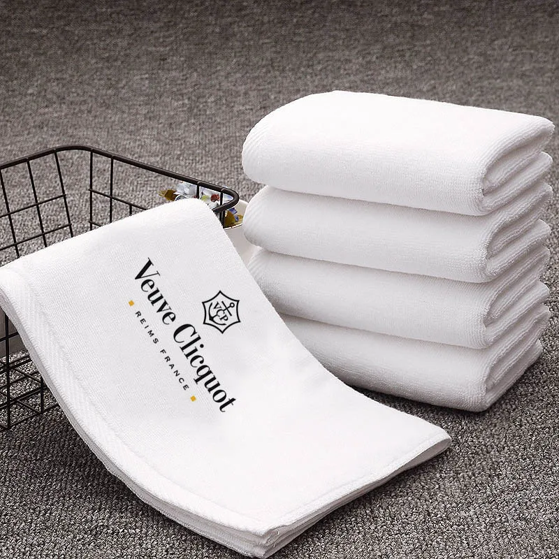 White Blue Bathroom Soft Touch Shower High Water Absorbent Towel 75x35cm