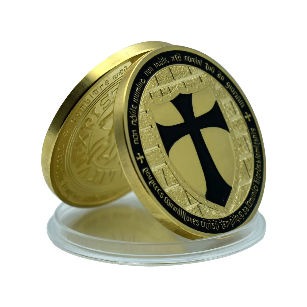 

Europe Cross Token Gold Plated Commemorative Coins Knights Templar Challenge Coin for Collection Christmas Souvenir Gifts