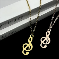 new musical notation pendant necklace for women stainless steel chain silver gold color note necklaces jewelry gift girl collare