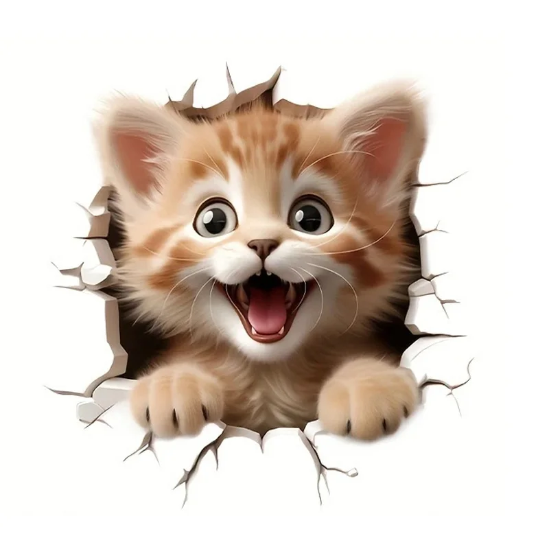 

3D мультяшный кот наклейка для туалета