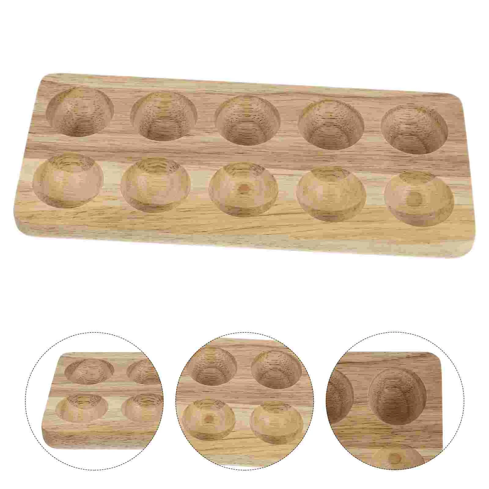 

Wooden Egg Tray Holder Container Simple Rack Kitchen Holding Stand Protective Fixing Refrigerator Containers