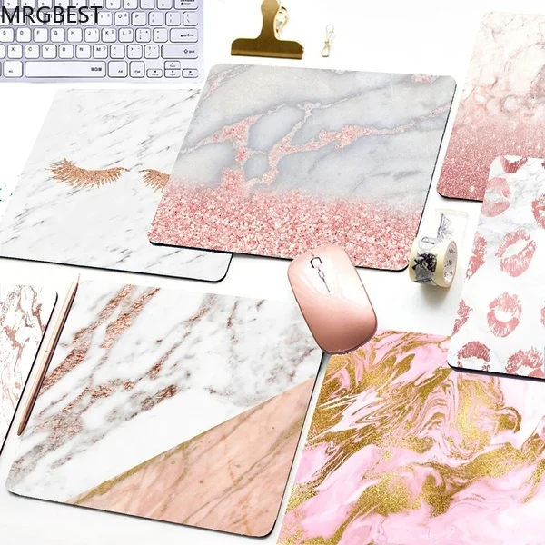 

MRGBEST Cool Rose Gold Marble Keyboard Mat Desk Durable Desktop Mousepad Rubber Professional Gaming Mouse Pad Computer Csgo