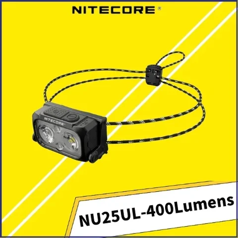 Перезаряжаемый фонарь NITECORE NU25 UL с двумя лучами, 400 люмен, белый свет, красный светильник, встроенный аккумулятор 650 мАч