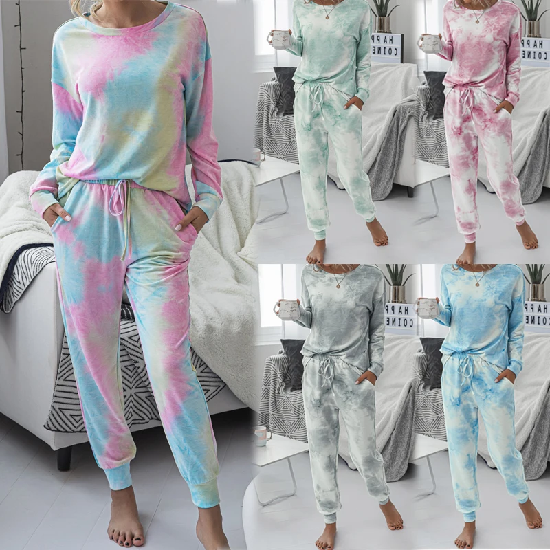 

2022 Spring New Streetwear Women Tracksuit Vintage Ink Splash Print Suits Female Casual Long Sleeve 2 Piece Woman Sets Mujer