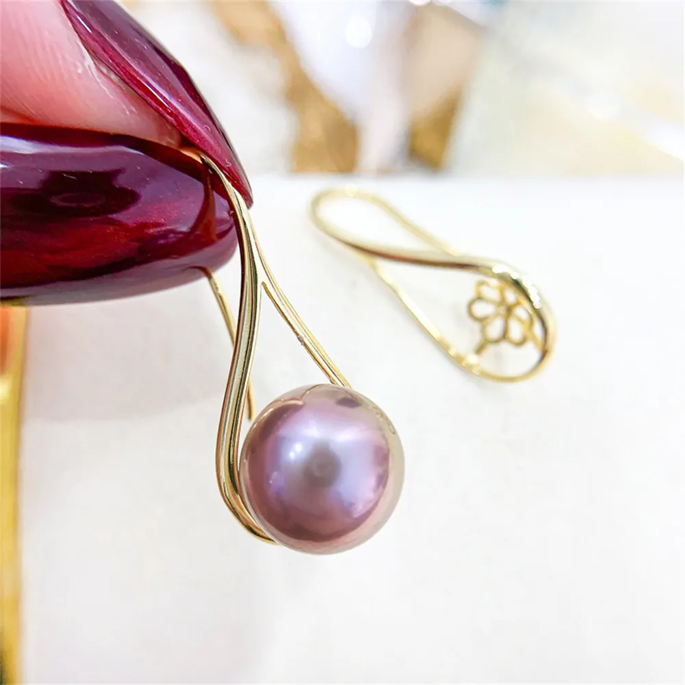 

DIY Pearl Earnail Accessories S925 Sterling Silver Jewelry Gold Earhook Female Air Holder Fit 10-11mm Round