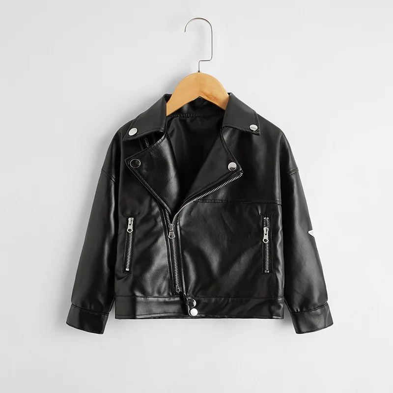 

New Boys Autumn Fashion Korean Leather Jacket Children's Handsome and Fashionable Motorcycle Suit PU Leather Cool Leather Jacket