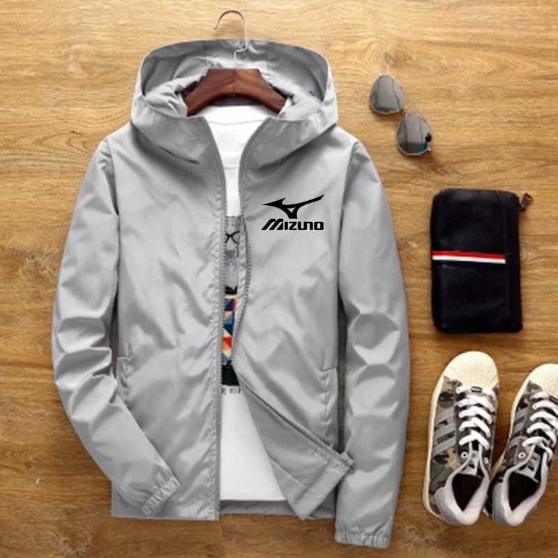 

MIZUNO Spring Autumn 2023 new Men's jacket Street Waterproof Jacket Parker Aviator Hooded Windbreaker Thin Zipper Casual Jackets