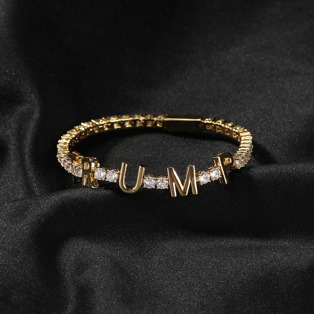 Цепочка с кубическим цирконием BLING KING Женская браслет подвесками в виде надписи