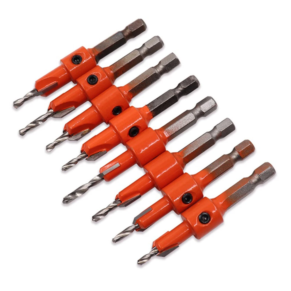 

4Pcs Countersink Drill Bit 6.35mm Hex Shank Salad Step Drill Bit HCS For Woodworking Drilling Counterbore Power Tool Accessories