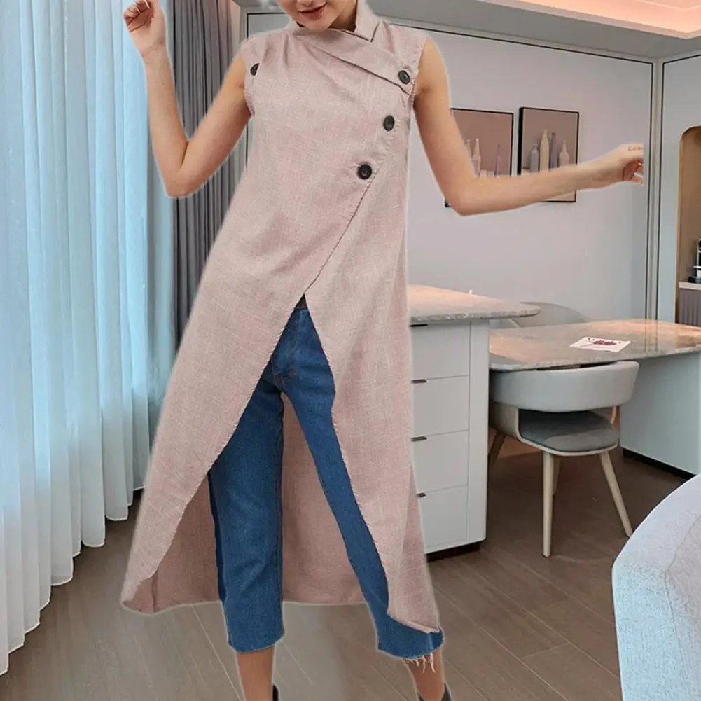 

Trendy Women Blouse Button Down All Match Elegant Solid Color Patchwork Long Shirt