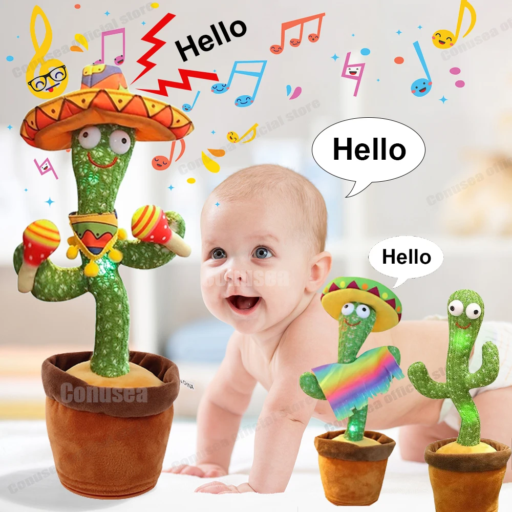 Dancing Cactus 120 Song Speaker Talking Voice Repeat plush singing Dancer Cactus toy talk Plushie Stuffed kawaii toys for Baby