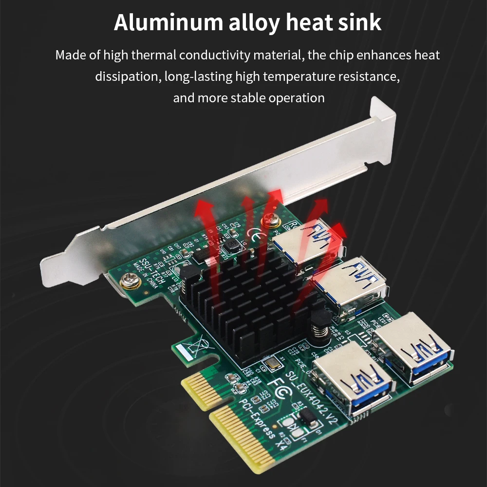 TISHRIC PCI Express множитель PCIE от 1 до 4 Pcie 4x USB 3 0 концентратор X16 переходник 009s адаптер