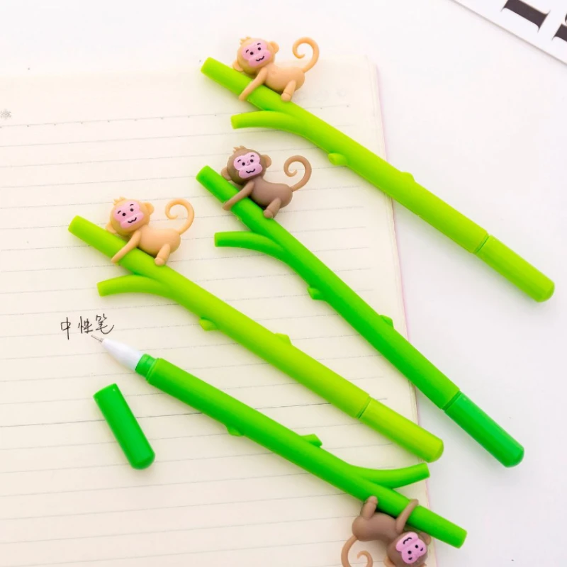 20 Pcs Super Cute Little Monkey Gel Pens Set Climbing Tree Neutral Black Student Office Stationery Wholesale