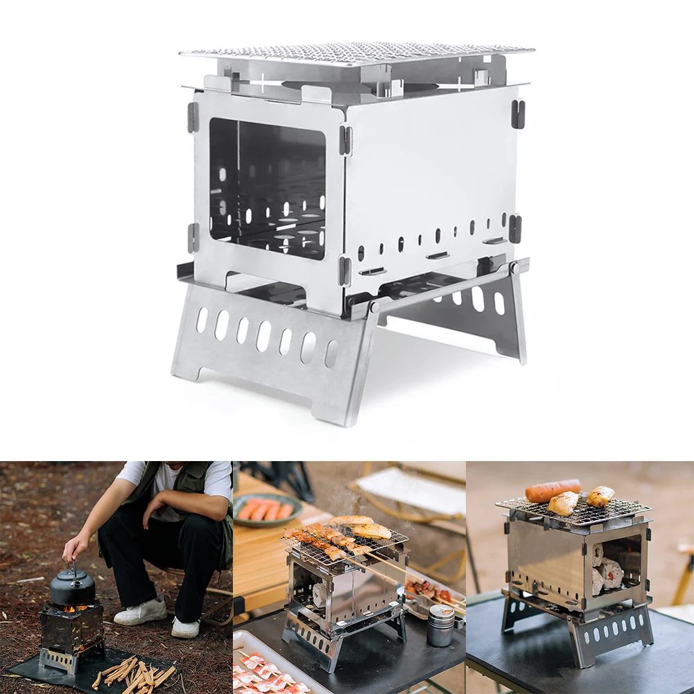 

Outdoor Folding Firewood Stove Removable Portable Camping Cooking Barbecue Grill Outdoor Tools Camping Equipments