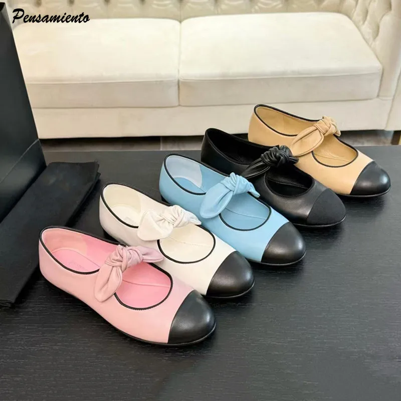Звездный стиль модные разноцветные женские балетки Мэри Джейн с бантом