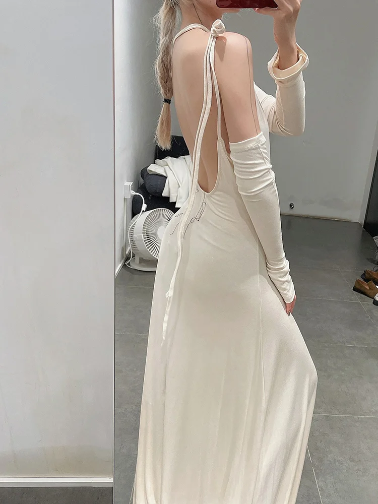 

women Dress Sense Design Hollow Out Strapless Bandage Goddess Temperament Fashion 2023 Autumn New Arrival
