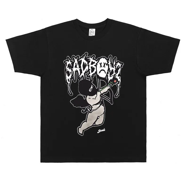 Singer Junior H Sad Boyz Graphic T Shirts Men Women's Hip Hop Oversized Vintage T-Shirts Men's 100% Cotton Short Sleeve Tshirt