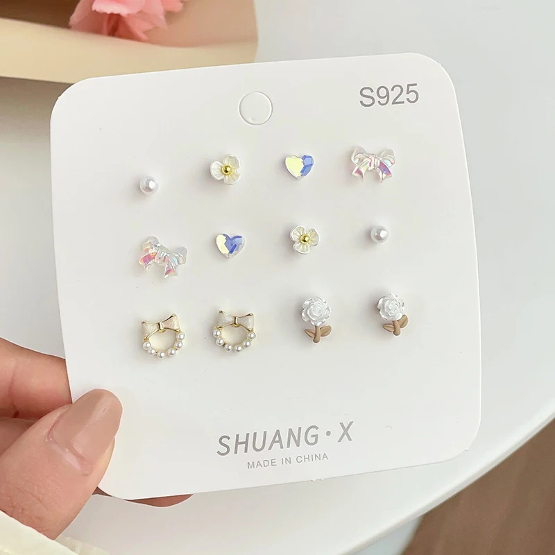 Early Spring 925 Silver Needle Ear Stud For Women Fresh Sweet Flower Week Earrings Daily Gentle Temperament Girls' New Fashion
