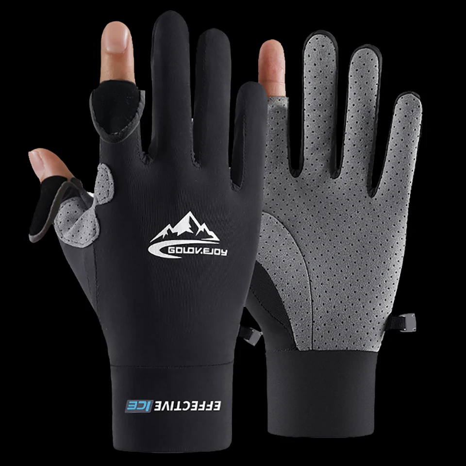 

WALK FISH Fishing Gloves Ice Silk Sun Protection Palm Non-slip Breathable Outdoor Sport Cycling Running Fishing Gloves Men Women